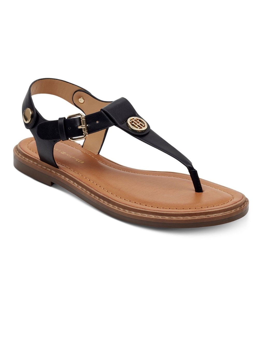 Brand New Tommy Hilfiger Black T-Strap Sandals